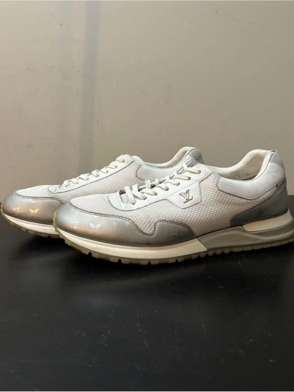 Louis Vuitton LV Monogram Run Away Sneakers White Silver